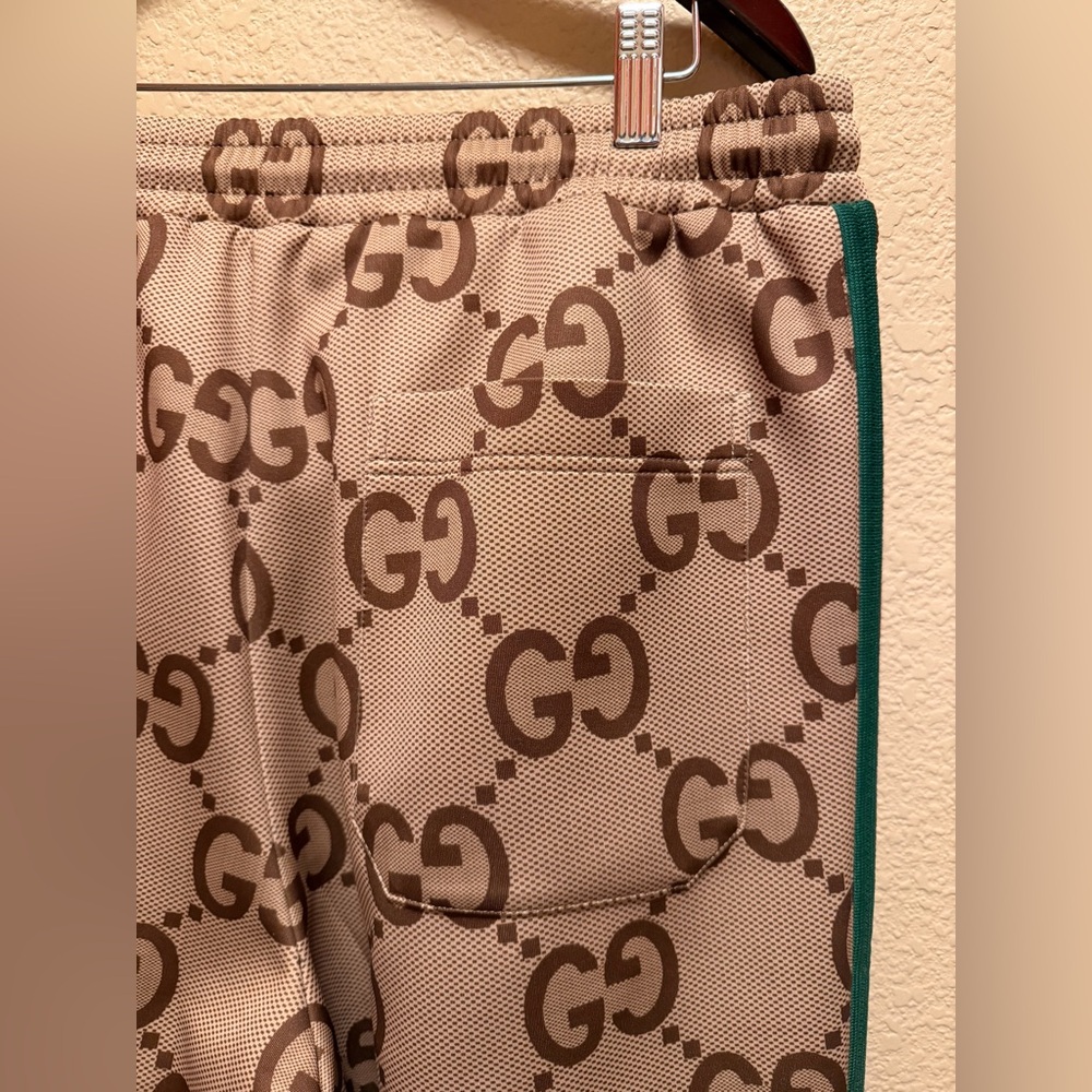 New Authentic Gucci GG Jumbo Logo Sweatpants Tan Brown XXL Waist 38 40 42 44 - Picture 12 of 16